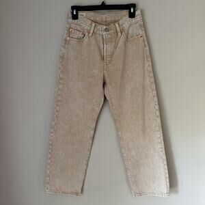 levis 501 90s premium beige acid wash straight leg jeans